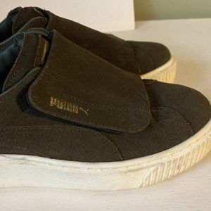 Puma Suede Platform Strap Olive Night Marshmallow 364586-01 Mens size 7